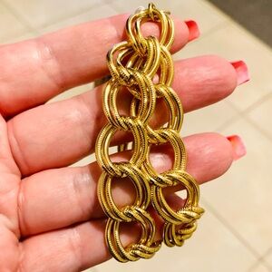 Vintage Gold Tone Double Textured Oval Link Double Chain Link Bracelet NWT